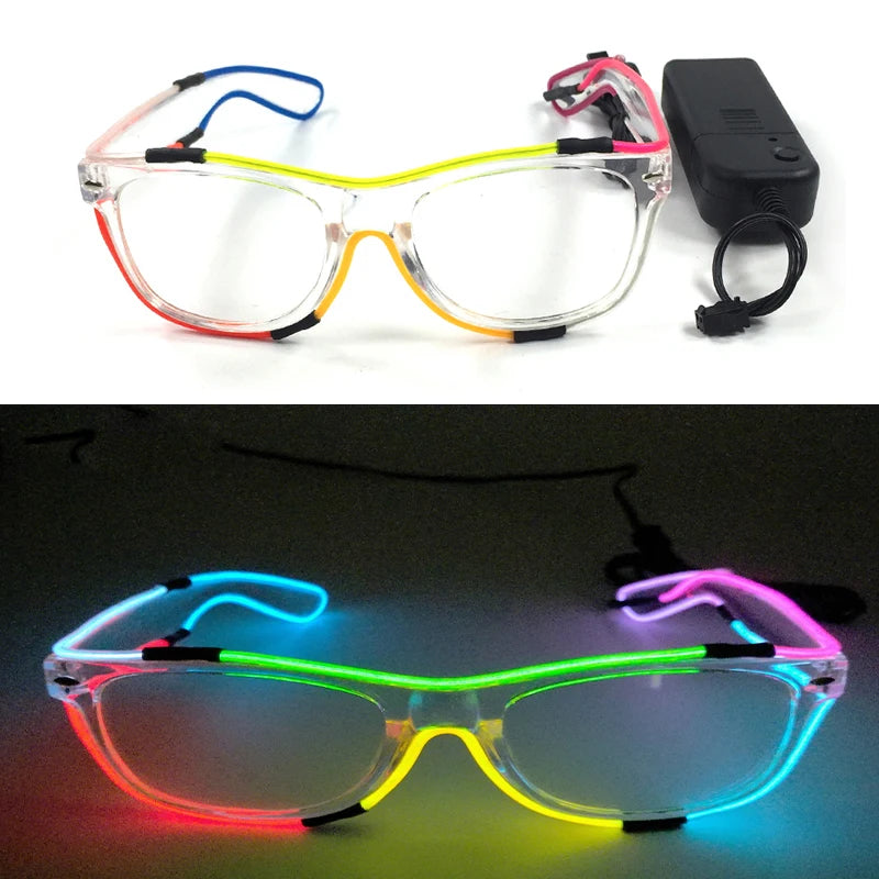 Fashion Luminous Decorative Glasses Neon Light Decoration LED Sunglasses For Nightclub DJ Dance Music Rave Costume Night | Lenses Color:Type 15