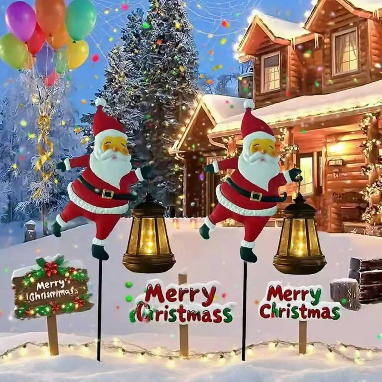 1pcs Christmas Solar Kettle Lights Garden Lawn Decorative Santa Claus Kettle Ground Lamp Solar LED Night Lights Outdoor Decor | Emitting Color:1pcs lanterns warm