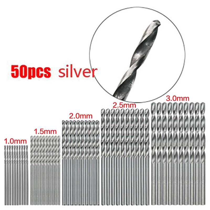 100/50Pcs Titanium Coated Drill Bits HSS High Speed Steel Set Tool Quality Power Tools 1/1.5/2/2.5/3mm | 3