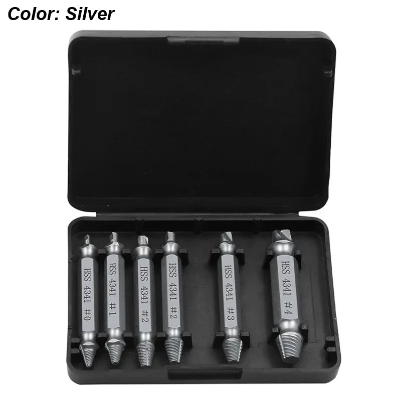 Damaged Screw Extractor Set HSS Drill Bit Stripped Broken Remover Small Easily Quickly Take Out Kit Easy Demolition Power Tools | Color:Sliver