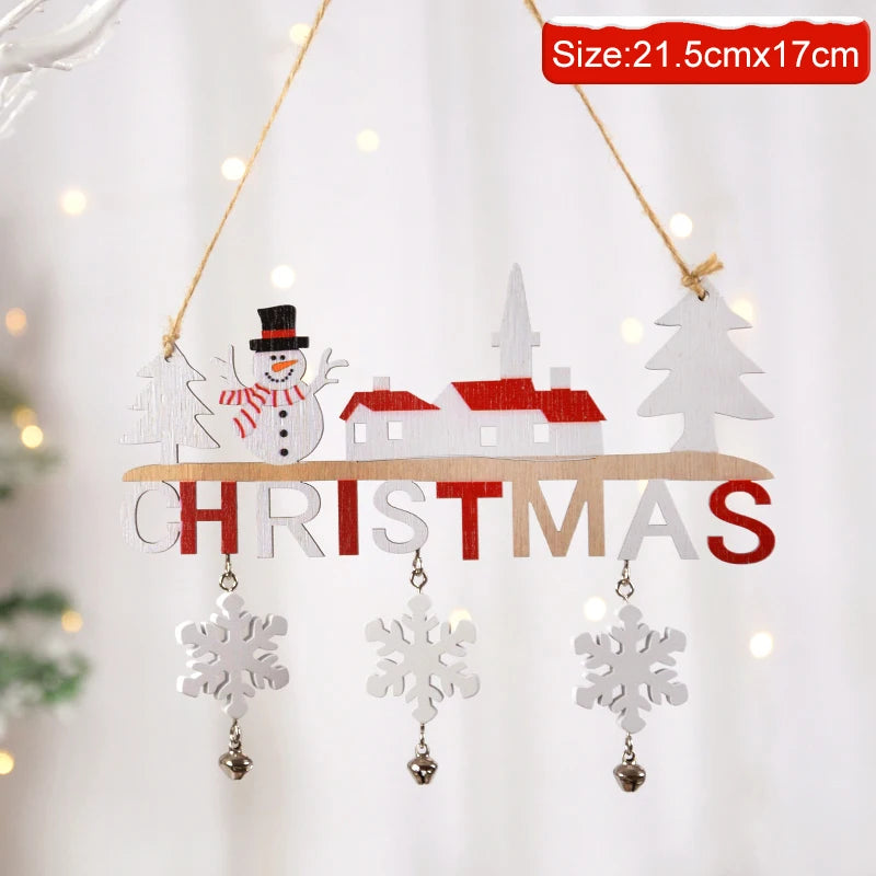 Gnome Santa Claus Wooden Hanging Ornament 2024 Merry Christmas Decoration for Home Door Xmas Tree Pendants Navidad New Year 2025 | Color:4