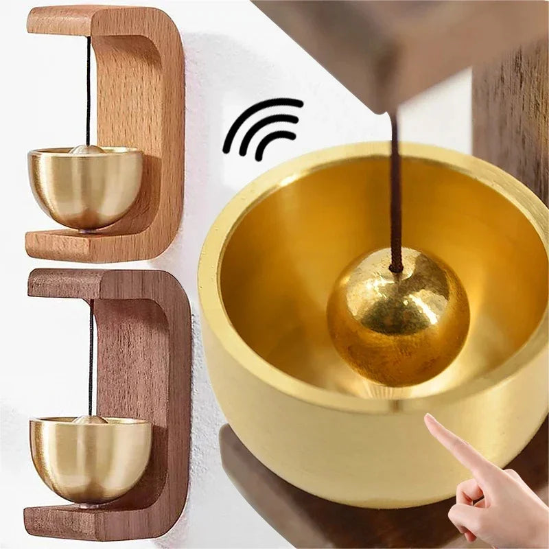 Magnetic Wood Doorbell Chime Hanging Wooden Wind Chimes Copper Bell Walnut Windbell Doorbells Vintage Door Bell Home Decorations | 0