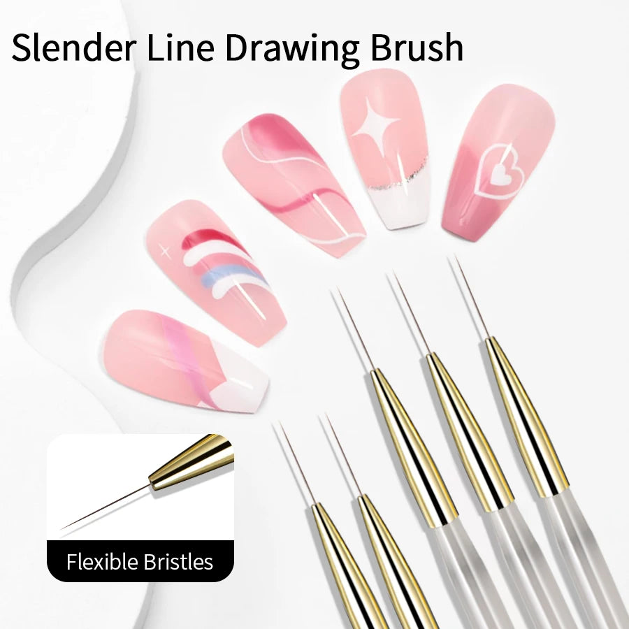 RSNAIL Nail Art Liner Brushes French Stripe Nail Line Painting Pen 18mm Slender Long Line Drawing Brush UV Gel DIY Manicure Tool | 3