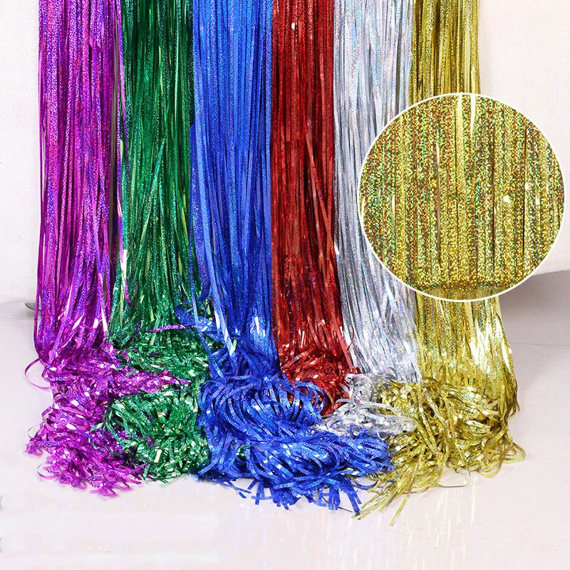 2/3M Party Background Wedding Decoration Foil Fringe Curtain Sequin Bachelorette Photo Backdrop Wall Curtain Birthday BabyShower | 2