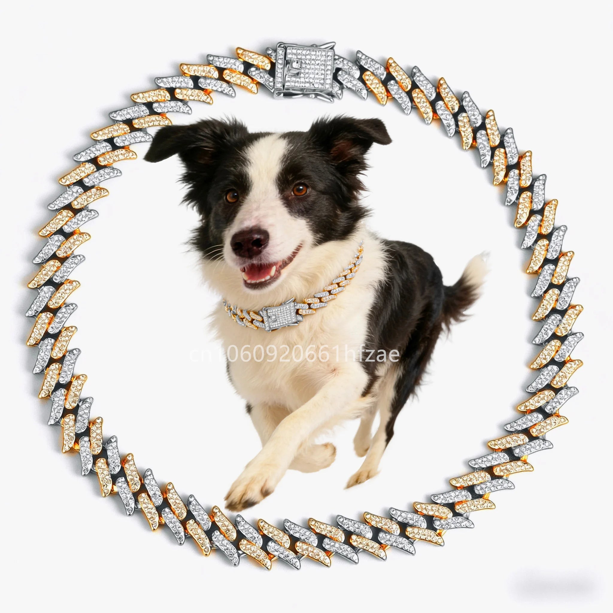 Luxury Designer Thorn Cat Dog Collars Bling Diamondd Cuban Chain Dogs Necklace Gold Silver Biocolor Pet Jewelry Accessories 16mm | 0