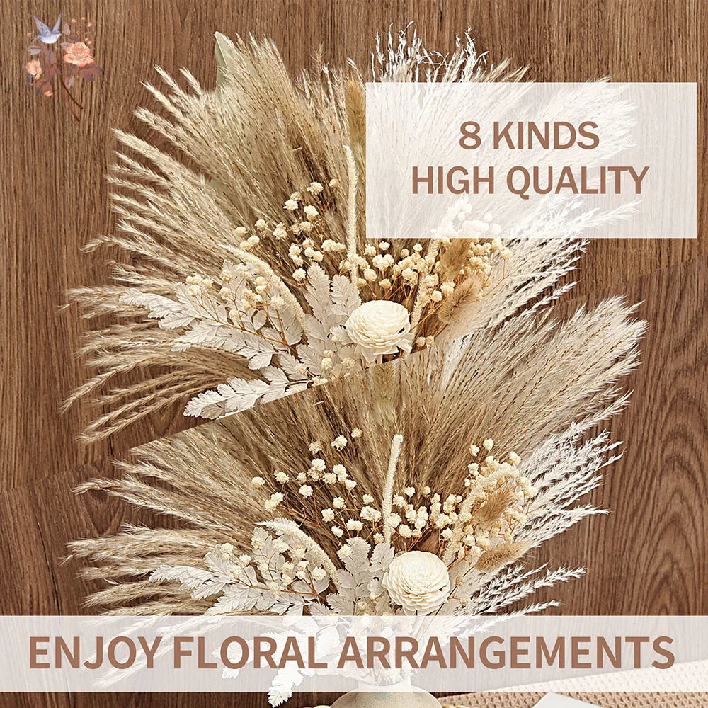 40 Pieces Dried Pampas Reeds Palm Leaves Bundle Boho Chic Home Decor Natural Flowers Baby's Breath Bouquets Country Arrangement | 4