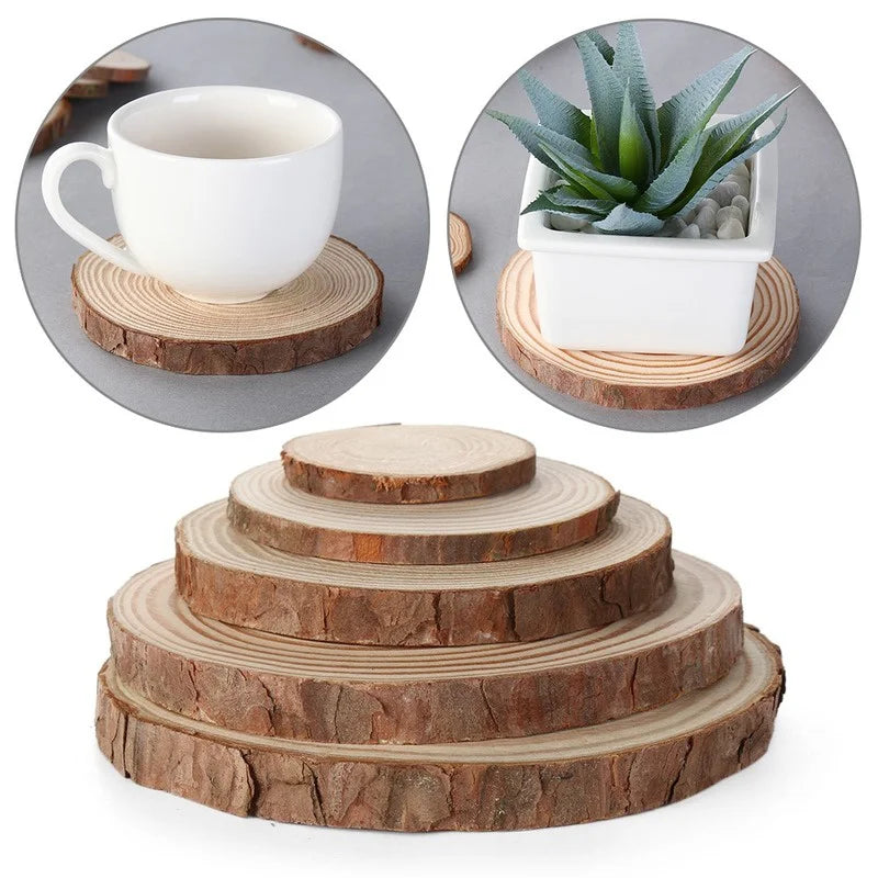 Natural Round Wood Coasters Cup Pad Tea Coffee Mug Mat Drinks Holder Table Mat Wooden Coasters DIY Crafts Home Kitchen Decor | 0
