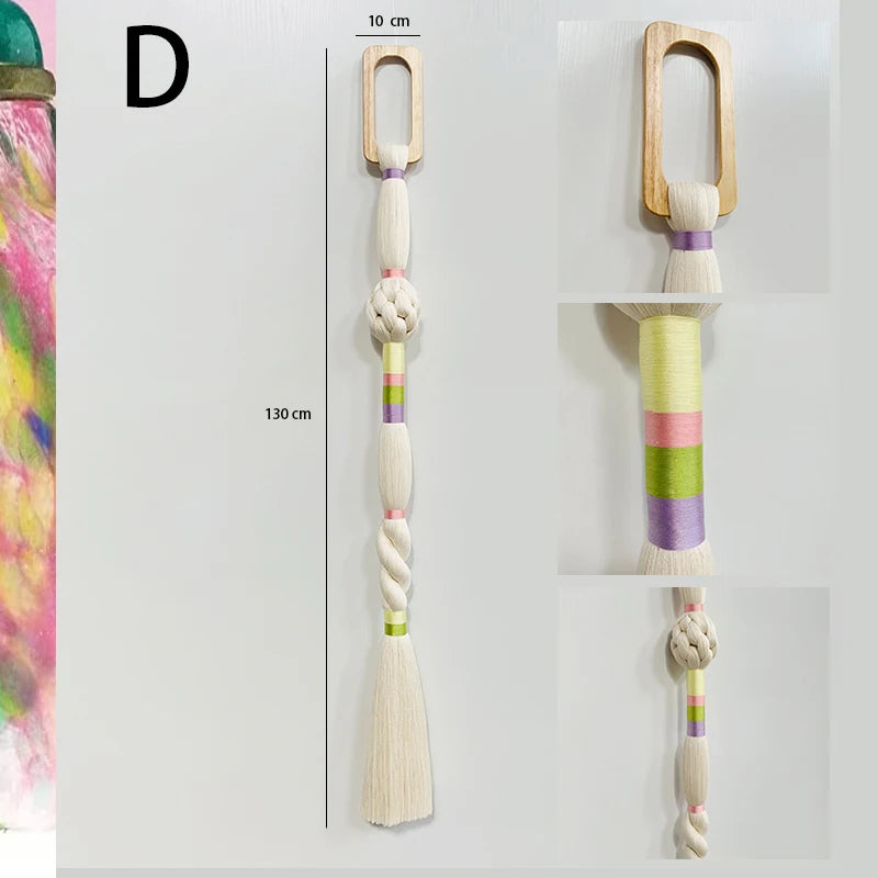 Boho Chic Art Decor Rope Knot Thick Polyester Luxury Woven Wall Hanging Decor For Wedding Or Living Room | Color:D-10x130cm