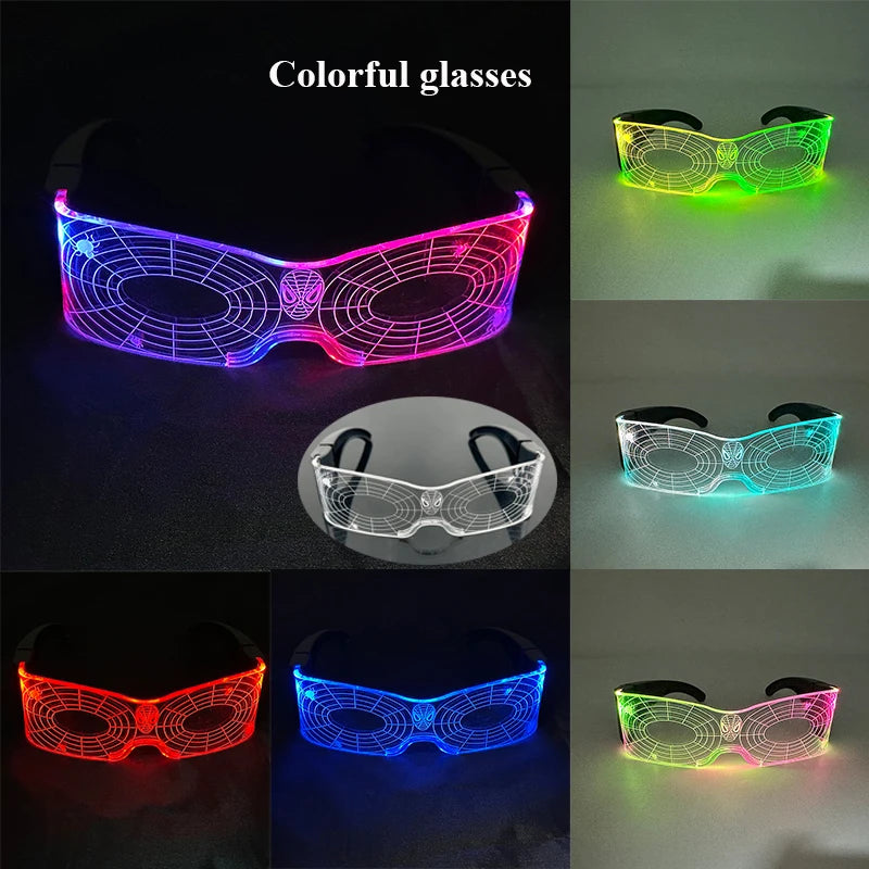 Fashion Luminous Decorative Glasses Neon Light Decoration LED Sunglasses For Nightclub DJ Dance Music Rave Costume Night | Lenses Color:Type M