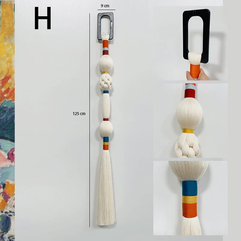 Boho Chic Art Decor Rope Knot Thick Polyester Luxury Woven Wall Hanging Decor For Wedding Or Living Room | Color:H-9x125cm