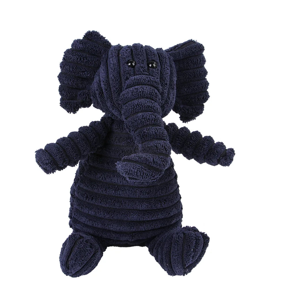 Pet Dog Molar Toy Vent Training Corduroy Monkey Pig Voice Plush Toy Dog Tooth Cleaning Supplie Dog Toys for Large Dogs | Color:Elephant
