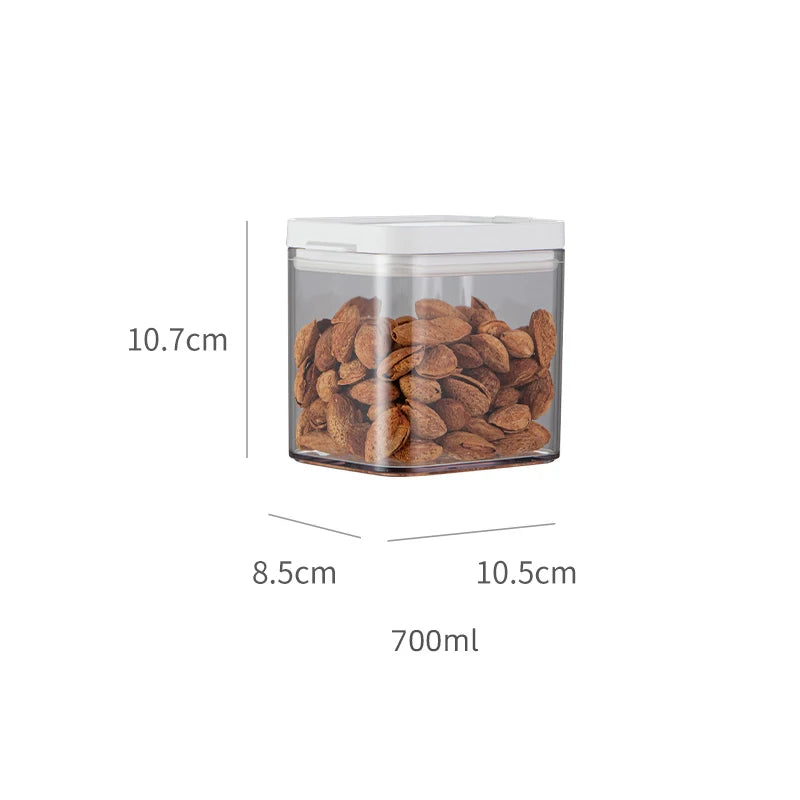 Opening Lid Sealed Jar Transparent Body Food Grade AS Container Kitchen Organizer Tea Coffee Grain Snack Storage Tank | Color:700ML