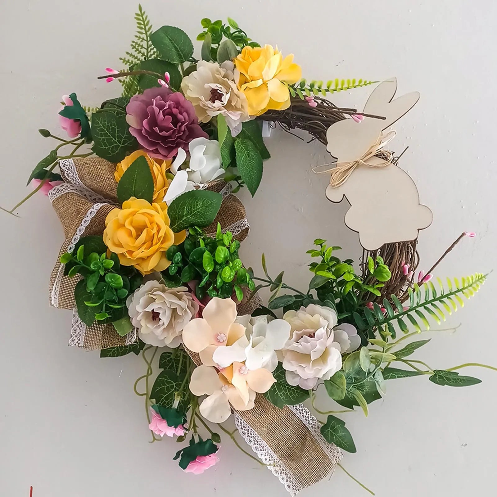 2026 Easter Garland Creative Easter Egg Element Wreath Window Door Garden Gate Decorative Hanging Holiday Party Decor Door Sign | Color:30x30x5cm