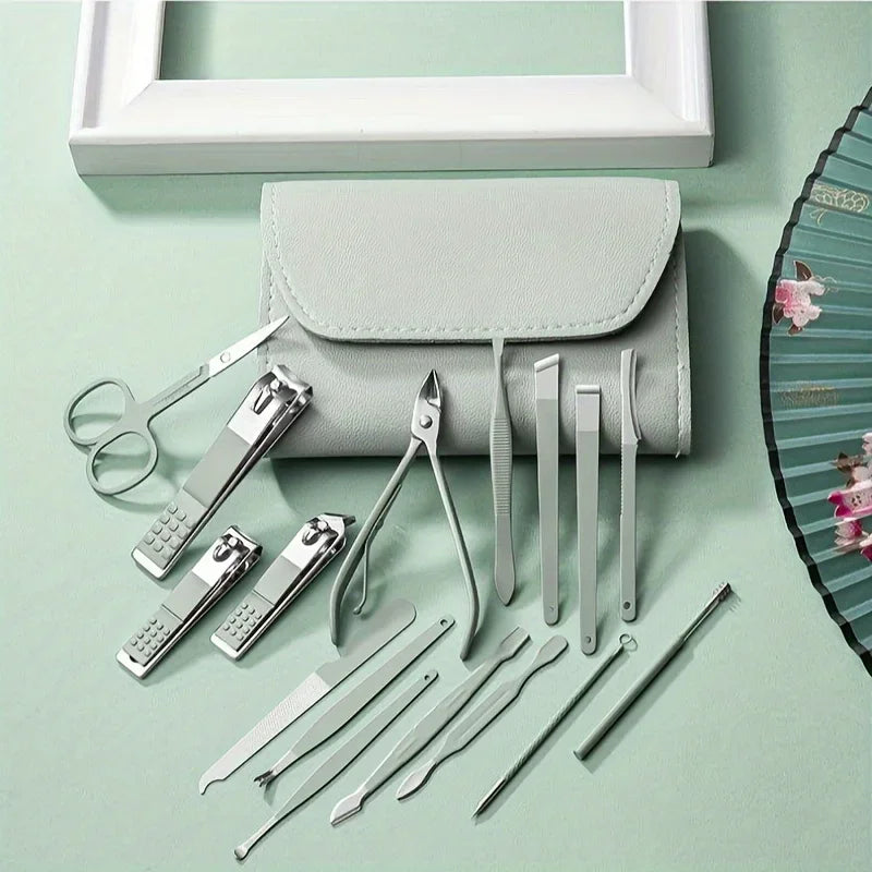 16pcs Professional Nail Clippers and Cuticle Nippers Set with Travel Case Manicure Set Pedicure Sets Nail Clippers | 1