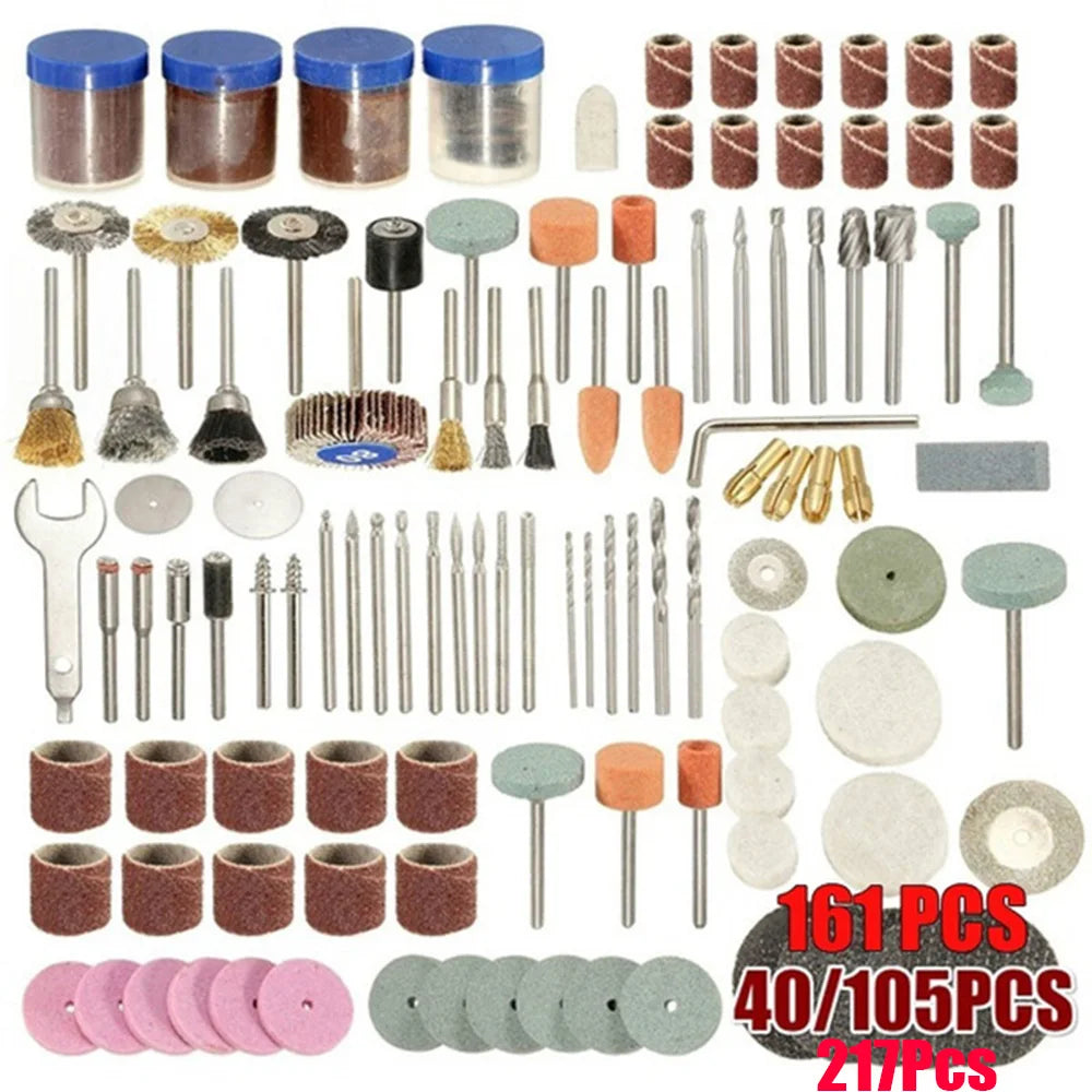 40~217Pcs Power Tools Rotary Tool Accessory Set Fits Dremel Drill Grinding Polishing Accessories Mini Saw Blade Abrasive Tool | 0