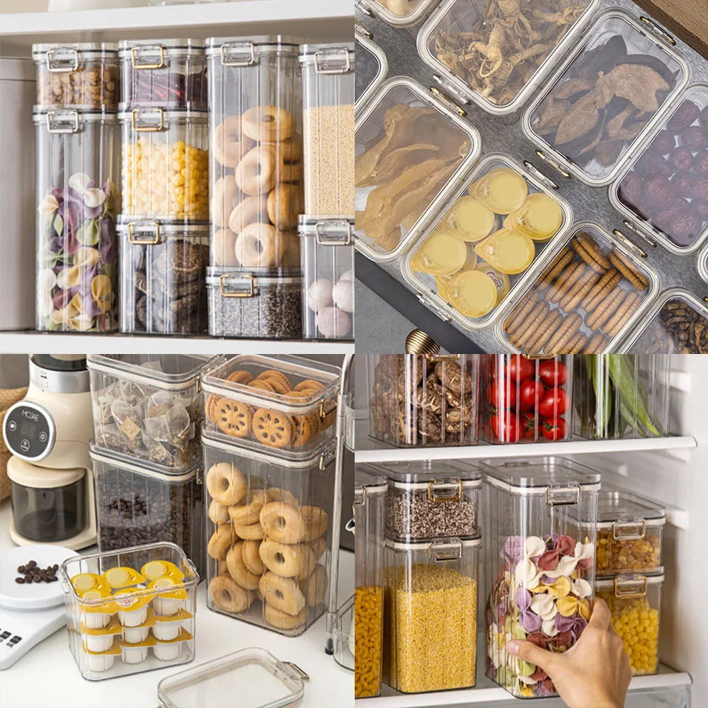 Kitchen Food Storage Clear Containers Plastic Box Jars For Bulk Cereals Household Organizers For Pantry Organizer Jars With Lid | 2