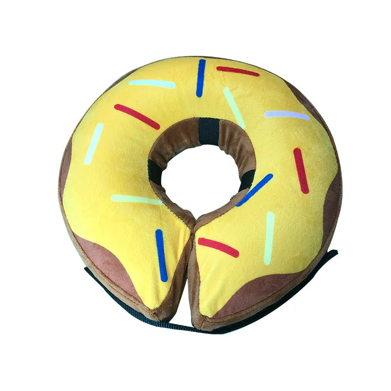 Dog Inflatable Cone Collar Adjustable Washable Post-Surgery Recovery Sweet Donuts for Large Medium Dogs Cats Protective Collar | Color:F