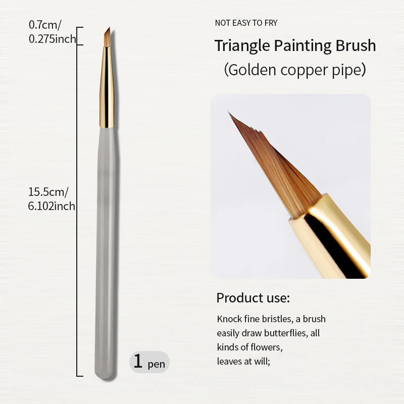 RSNAIL Nail Art Liner Brushes French Stripe Nail Line Painting Pen 18mm Slender Long Line Drawing Brush UV Gel DIY Manicure Tool | Color:Triangle Brush