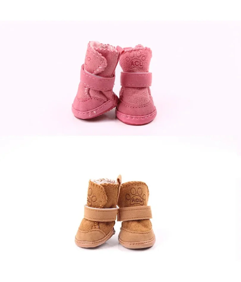 4pcs/set Pet Dog Shoes Winter Warm Shoes for Small Medium Dogs Anti-slip Puppy Rain Snow Boots Footwear Cat Dog Walking Sneakers | 4