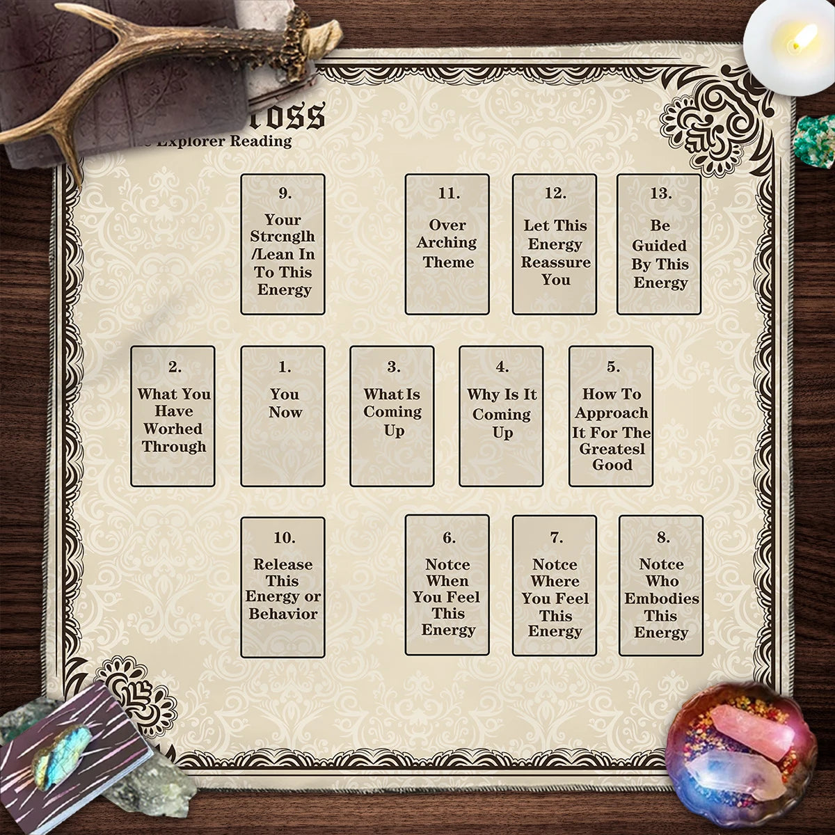 Celtic Cross Altar Cloth Tarot Card Table Cloth Witch Moon Divination Table Cover For Tarot Mat Witchy Gifts Decor Card Pad | Color:TLB (757)