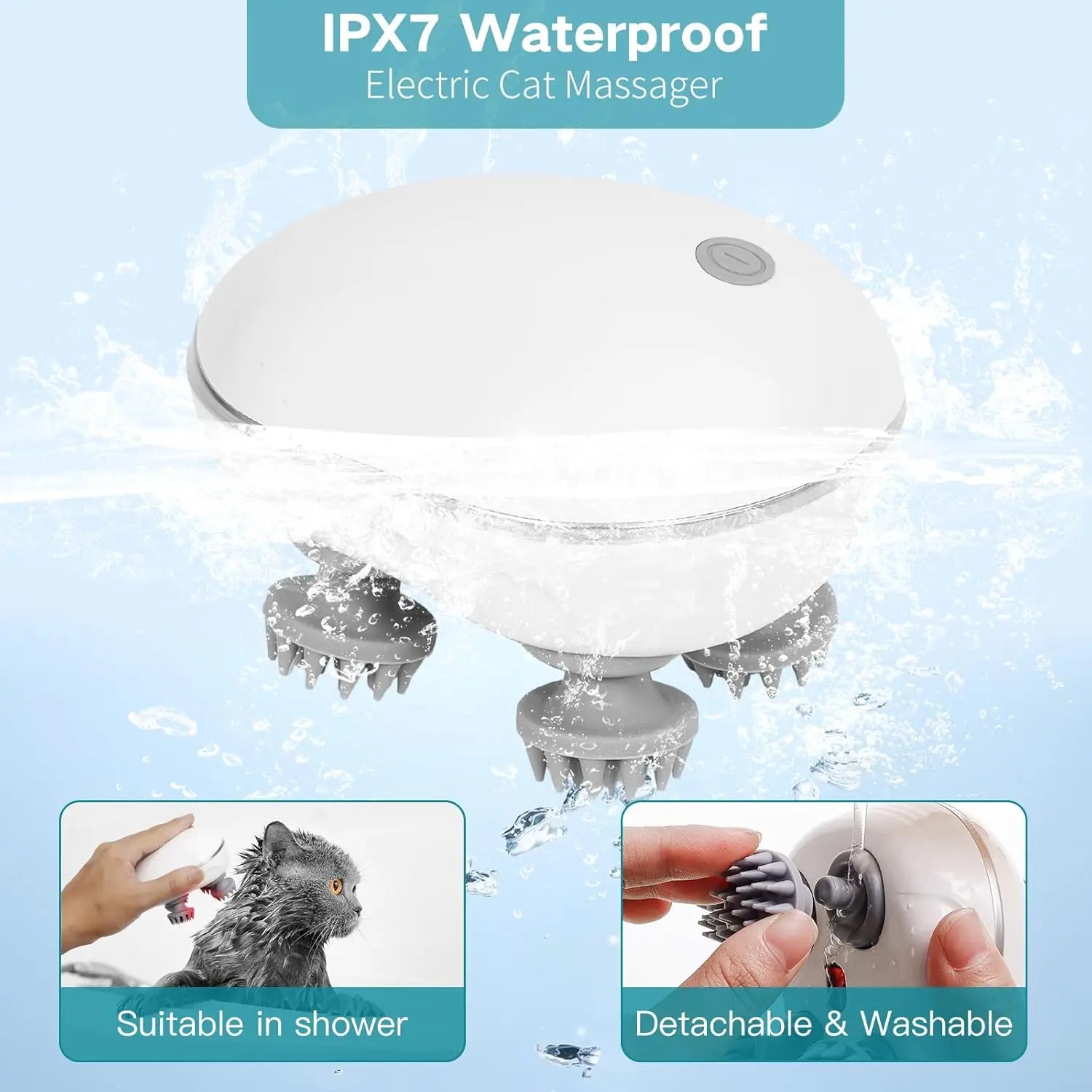 Electric Cat Massager Cat and Dog Massage Tool with Four Rotating Massage Heads Automatic Pet Head & Back Scratcher Pet Massager | 3