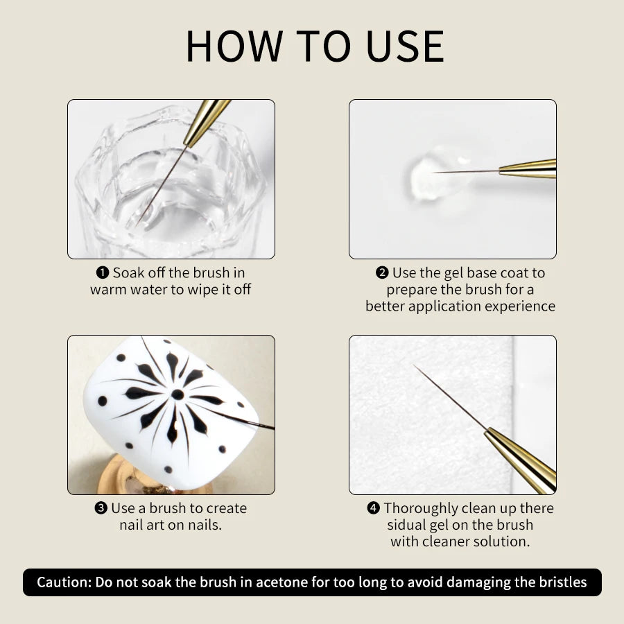 RSNAIL Nail Art Liner Brushes French Stripe Nail Line Painting Pen 18mm Slender Long Line Drawing Brush UV Gel DIY Manicure Tool | 5