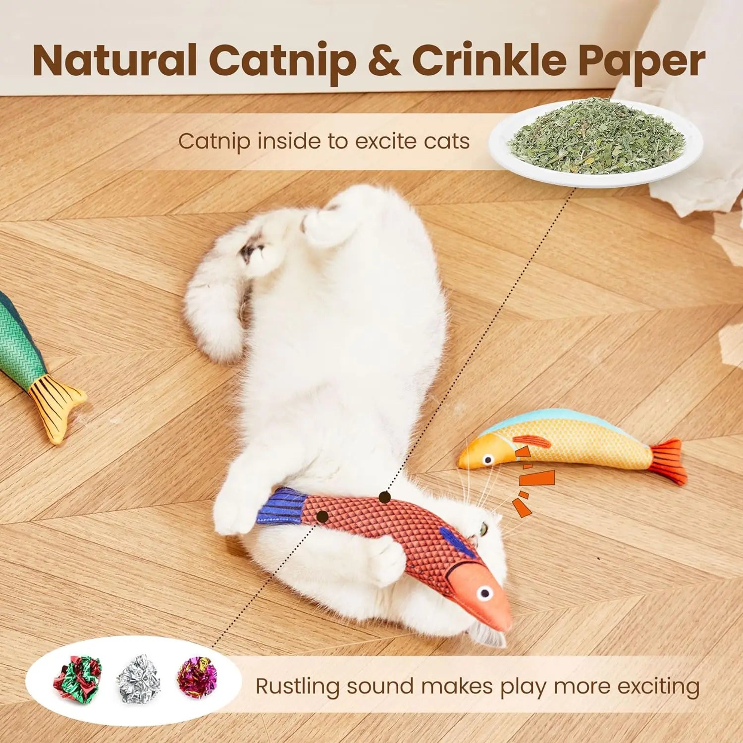 Cat Toys Fish,Teeth Grinding Catnip Toys,Soft and Durable,Kitten Toys Interactive Sounding Cat Chew Bite Plush Toys Cat Supplie | 3