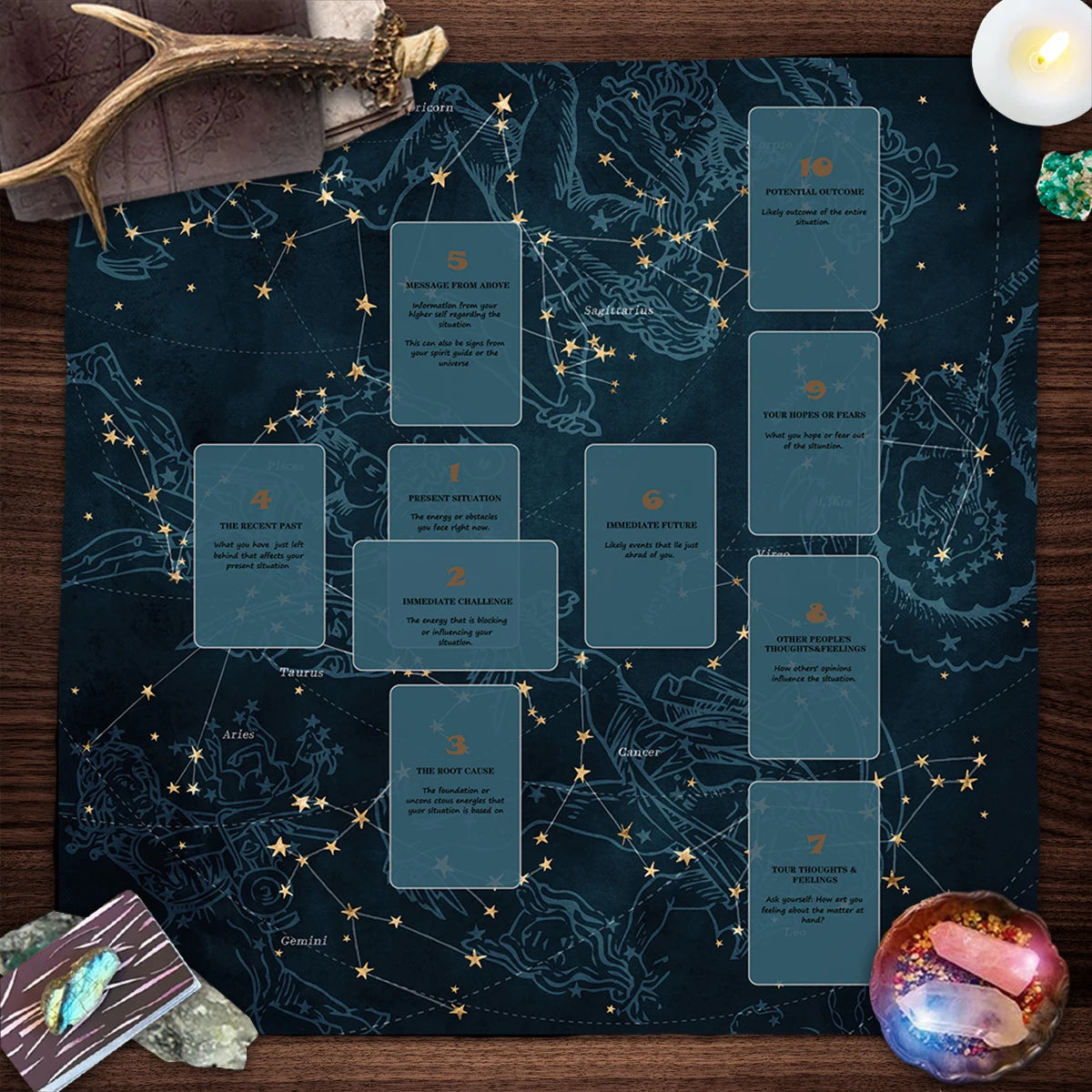 Celtic Cross Altar Cloth Tarot Card Table Cloth Witch Moon Divination Table Cover For Tarot Mat Witchy Gifts Decor Card Pad | Color:TLB (711)