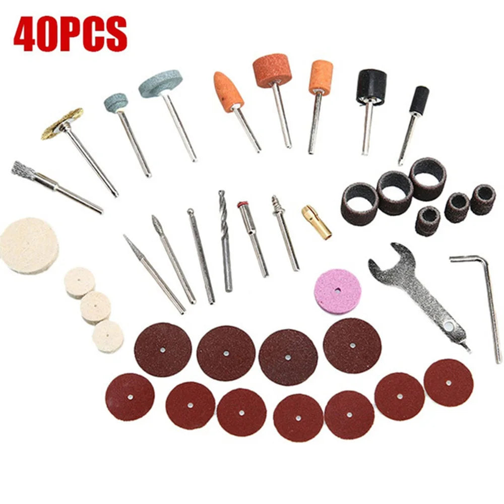 40~217Pcs Power Tools Rotary Tool Accessory Set Fits Dremel Drill Grinding Polishing Accessories Mini Saw Blade Abrasive Tool | Color:40Pcs   Bag