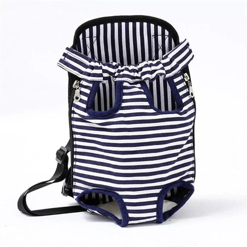 Breathable Pet Dog Carrier Backpack Mesh Camouflage Outdoor Travel Products Shoulder Handle Bags for Small Dog Cats Chihuahua | Color:Navy Stripe
