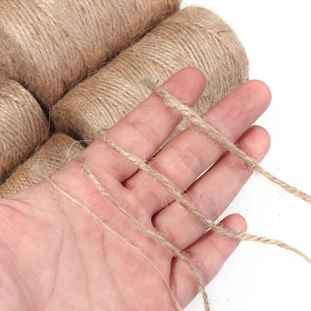 100Meters Natural Jute Rope String Ribbon Crafts DIY Vintage Jute Cord Twine Thread Sewing Gift Party Wedding Home Decoration | 0
