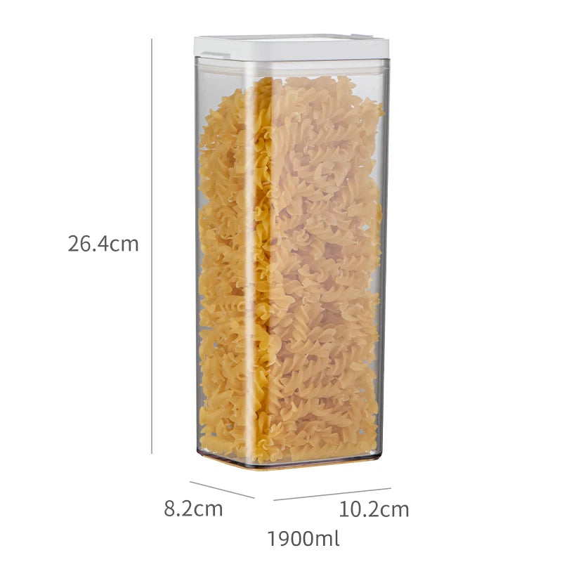 Opening Lid Sealed Jar Transparent Body Food Grade AS Container Kitchen Organizer Tea Coffee Grain Snack Storage Tank | Color:1900ML