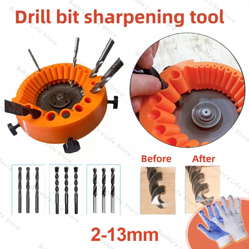 Multipurpose Drill Bit Grinding Sharpener Polishing Grinding Tool 125mm Angle Grinder Powered Tool Parts For 2-13mm Drill Bits | Color:A-Additional gloves