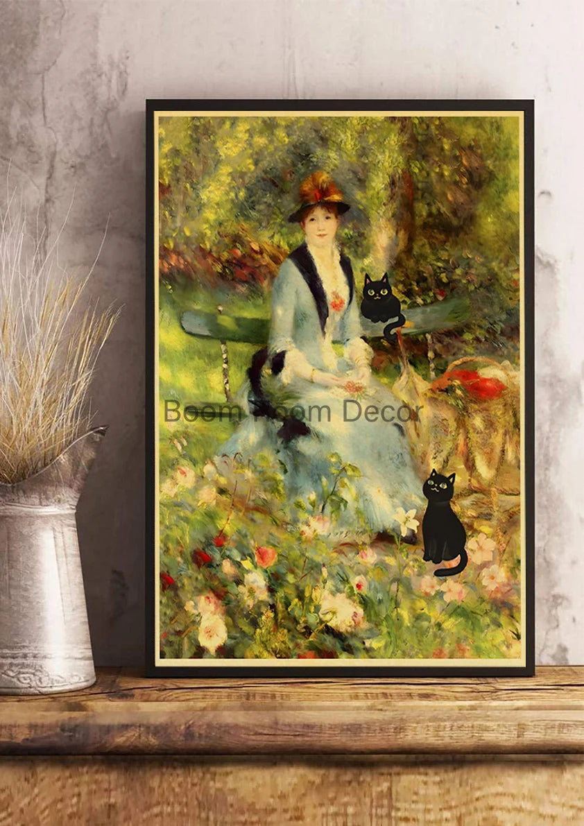 Digital Cats Cute Poster Kraft Paper Prints Modern DIY Funny Cartoon Room Painting Prints Art Picture Posters Living Room Decor | Color:Z123-25