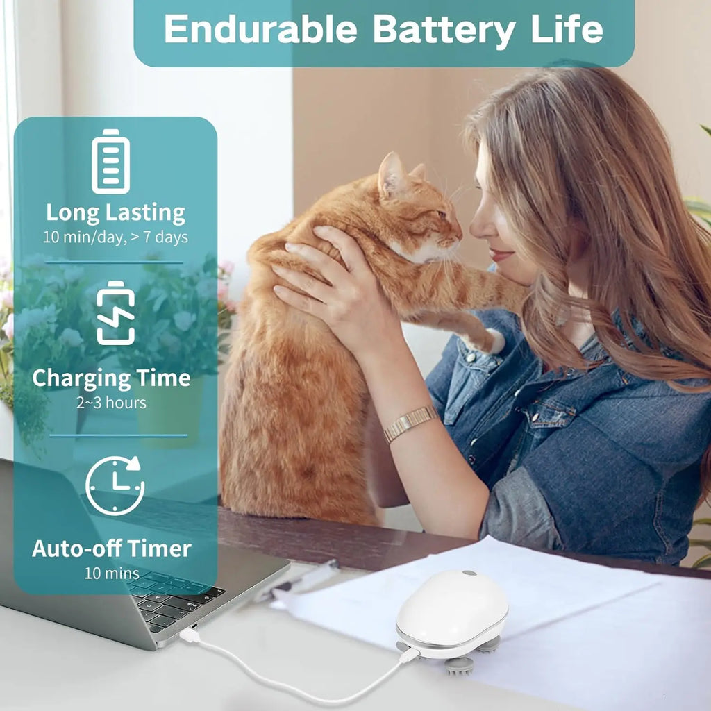 Electric Cat Massager Cat and Dog Massage Tool with Four Rotating Massage Heads Automatic Pet Head & Back Scratcher Pet Massager | 4