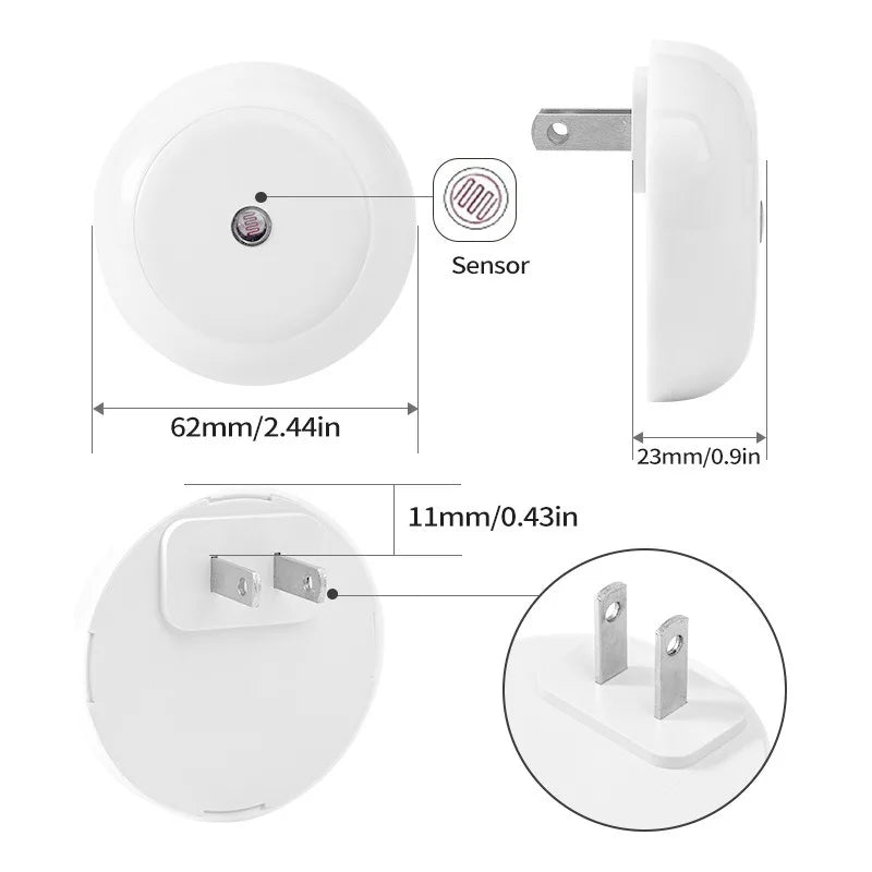 LED Night Light Plug in Dusk To Dawn Smart Sensor Auto Dim Into Wall Night Lamp for Bathroom Hallway Kitchen Stairway Bedroom | 5