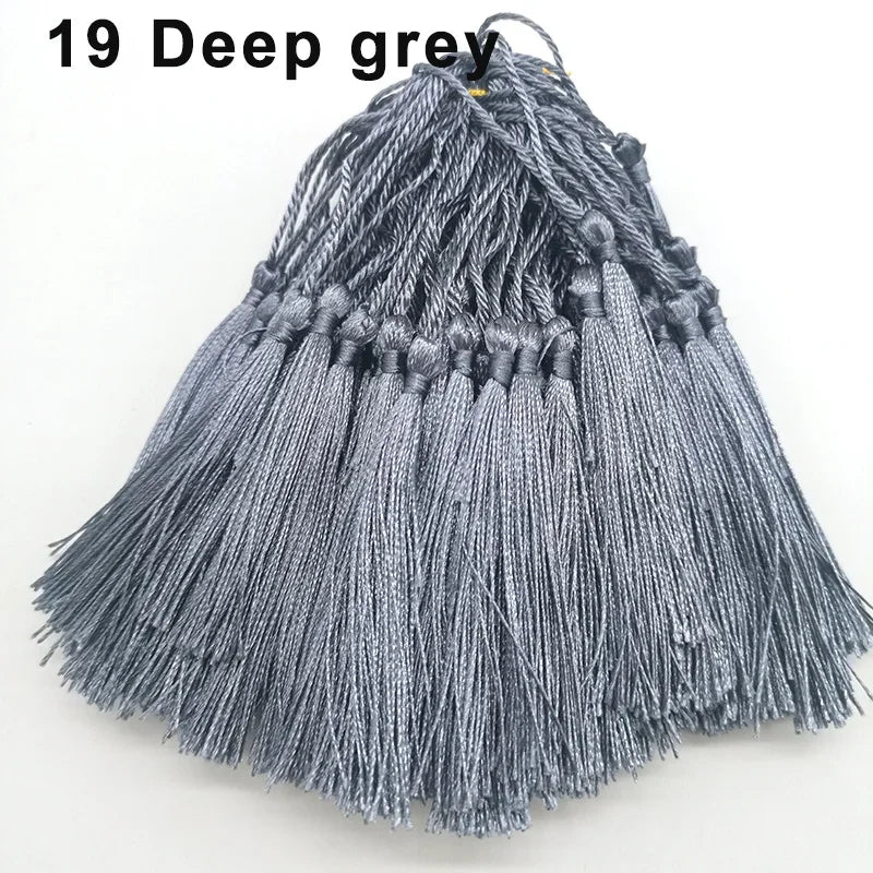 100pcs/lot 13cm Tassel Silk Fringe Silky Floss Bookmark Tassels Mini Tassels For DIY Craft Jewelry Making Souvenir Bookmarks | Color:19 DeepGray