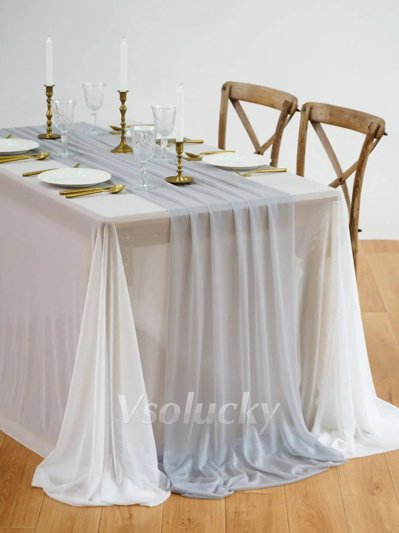 Table Runner Luxury Sheer for Wedding Rustic Boho Party Bridal Shower Birthday Christmas Decorations | Color:Grey
