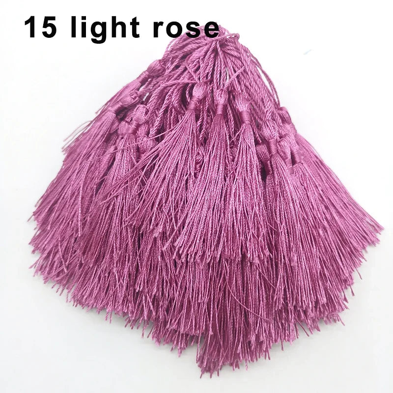 100pcs/lot 13cm Tassel Silk Fringe Silky Floss Bookmark Tassels Mini Tassels For DIY Craft Jewelry Making Souvenir Bookmarks | Color:15 LightRose