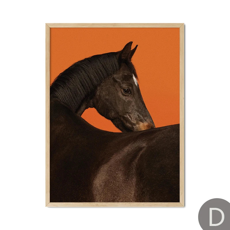 Abstract Thistles Marbled Garden Revival Stallion Terracotta Line Decor Painting Canvas Wall Art Print Poster Picture LivingRoom | Color:D