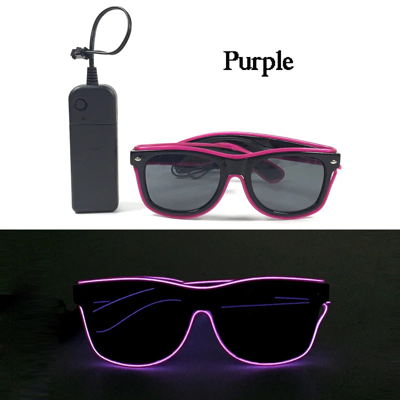 Fashion Luminous Decorative Glasses Neon Light Decoration LED Sunglasses For Nightclub DJ Dance Music Rave Costume Night | Lenses Color:Type 10