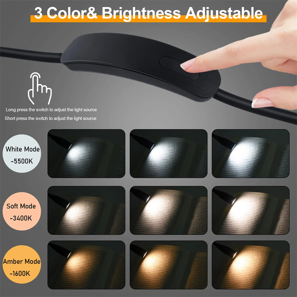 LED Reading Neck Light Usb Rechargeable Book Lamp 360° Flexible Arm Reading Book Light Read Neck Lamp Study Reading Night Light | 1