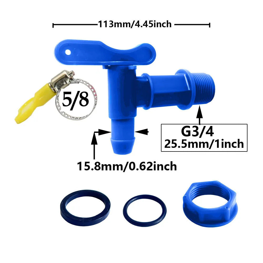 3/4" IBC Tank Tap Adapter Coarse Thread S60 to 5/8" Hose Connector Valves Fittings Garden Water Tanks Faucet Replacement | Color:C