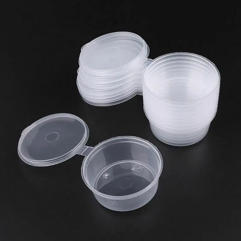 10pcs Disposable Clear Plastic Sauce Pot Chutney Cups Slime Storage Container Box With Lids Kitchen Organizer | Color:56ml