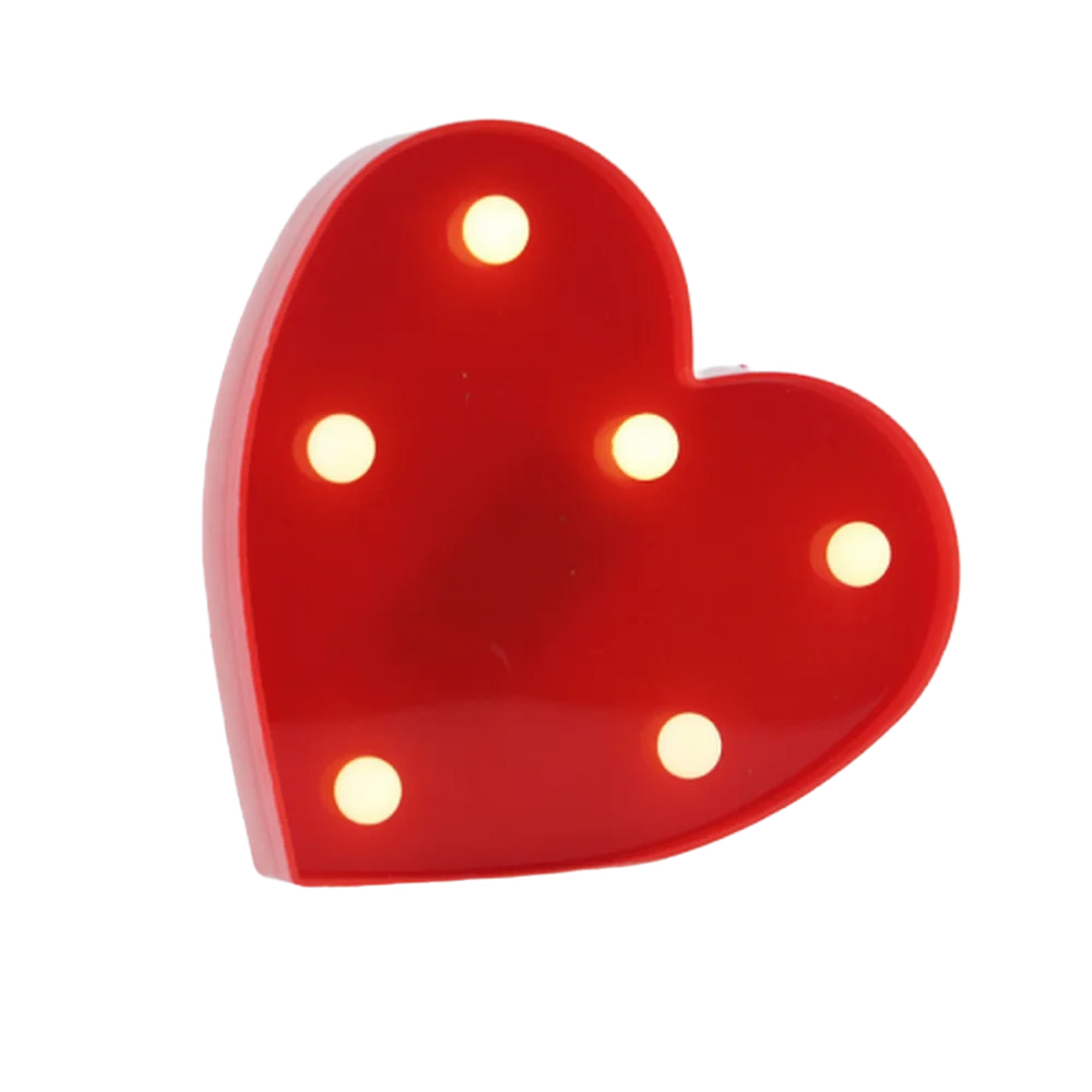 Luminous Number Lamp Alphabet Letter LED Lights Birthday Valentine's Day Wedding Party Decor 0-9 Digital A-Z Letters Night Light | Color:Red heart