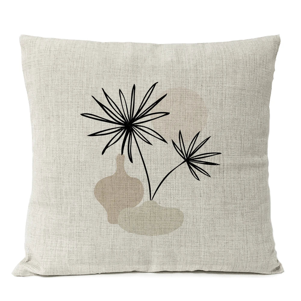 Simple Black Geometric Pillows Boho Leaves Throw Pillow Cover Bohemia Floral Cushion Home Decoration Decorative Sofa Pillow Case | Color:04