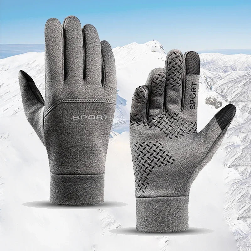 Winter Warm Gloves Touch Screen Windproof Cold-proof Cycling Gloves, Men's Women's Running, Hiking Skiing Gloves | Color:GRAY