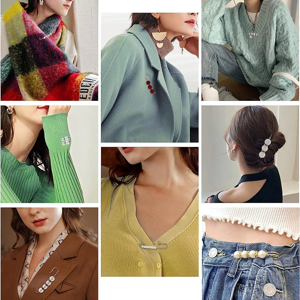 4/1PCS Heavy Duty Safety Pins Pearl Embellishment Brooch Pin Decorative Sweater Clips Safety Pins for Brooches Decorative Crafts | 5