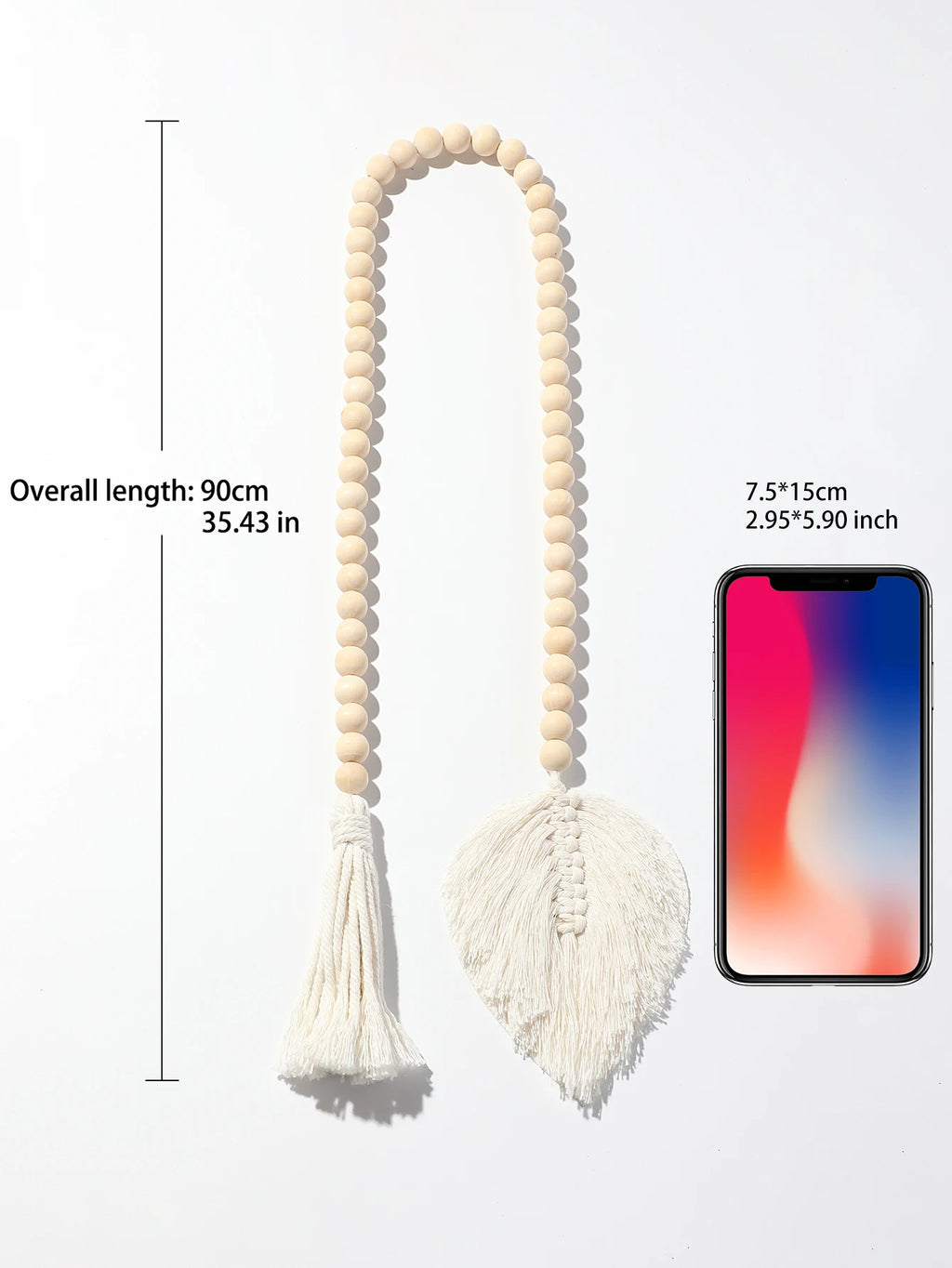 Wood Bead Rope Macrame Leaf Wall Hanging Home Decor Rustic Tassel Wall Decor Handmade Room Ornament Boho Home Decoration Gift | 4