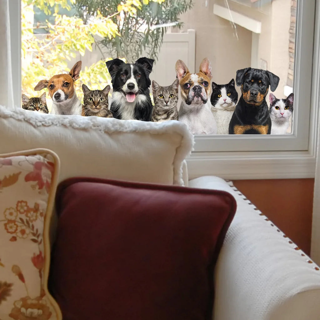 Cat Dog Double-sided Electrostatic Sticker PVC Window Wall Stickers Animals Decor DIY Living Room Home Decoration Mural Children | 3